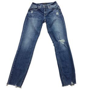 Silver Women’s Jeans Boyfriend W25/L29 Destroyed Stretch Raw Hem